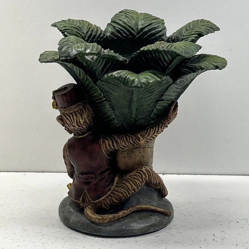 Pillar Candleholder Palm Tree & Monkey w/Fez & Vest Moroccan Style‎